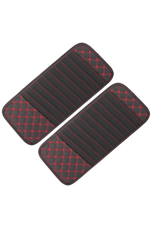 2pcs Vehicle CD Visor Storage Cases with 10 DVD Storage Sleeves Black with Red Line