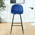 thumbnail image 1 of 2pcs Velvet Bar Stool , Modern Counter Height Chair With Back. Metal Legs & Footrests. Blue Fabric Seat. Easy Assembly For Kitchen Island Of 2, Chair. Frame Footrest. Seat Cover., 1 of 3