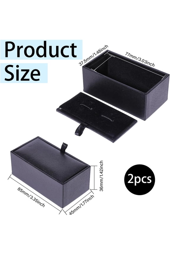 2pcs Velvet Gift Storage boxes Cufflink box Rectangle 8.5x4.5x3.6cm
