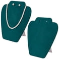 thumbnail image 1 of 2pcs Velvet with Wood Folded Bust Necklace Display Stands Jewelry Display Organizer Holder for Necklace Storage Prussian Blue 21x18.8cm DIY, 1 of 6