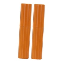 2pcs Vertical Stripe Toothbrush Case Plastic Lightweight Traveling Toothbrush Holders Case Orange