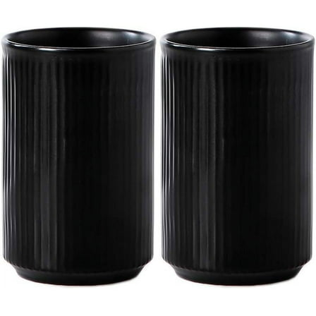 2pcs Vertical Stripes Porcelain Tumbler Cup,Tooth-Brushing Cup for Bathroom.
