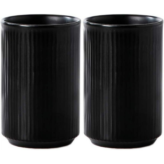 2pcs Vertical Stripes Porcelain Tumbler Cup,Tooth-Brushing Cup for Bathroom.