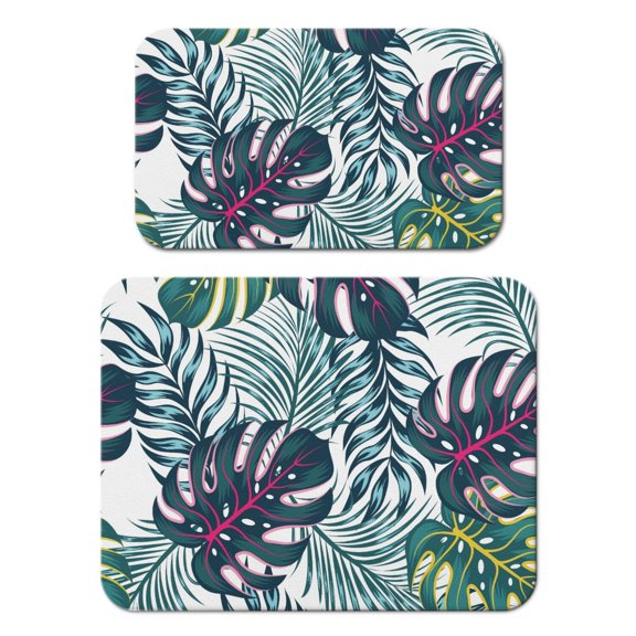 2pcs Vibrant Aloha Coffee Maker Mat Jungle Leaves Print, Multi-Functional for Kitchen & Office