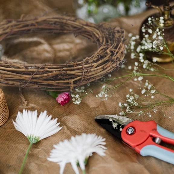 2pcs Vine Branch Wreath,Rattan Wreath for DIY Christmas Craft,Front Door Wall Hanging,Wedding and Party Decors, Diy Wreath Rattan Woven Design Circular Hanging Christmas Wall Door Decor,Khaki,12"