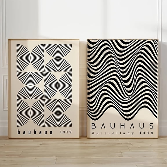 2pcs Vintage Bauhaus Canvas Paintings for Home Decor - Medieval Modern Wall Art for Bathroom, Bedroom, Office, Living Room - No Frame - 11.8x15.7 inches