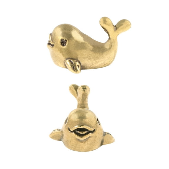 2pcs Vintage Brass Dolphin Figurines For Home Decor Miniature Metal Dolphin Ornaments Cute Dolphin Decorations Polished Brass Dolphins