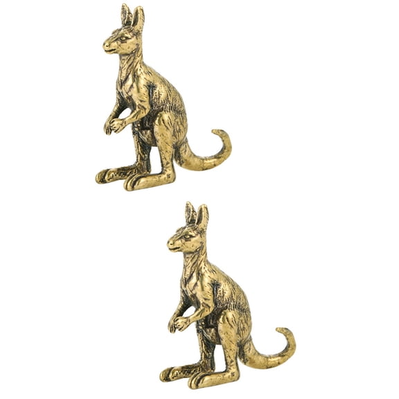 Set of 2 Vintage Brass Figurines, Antique Desktop Statues, Decorative Brass Animal Ornaments