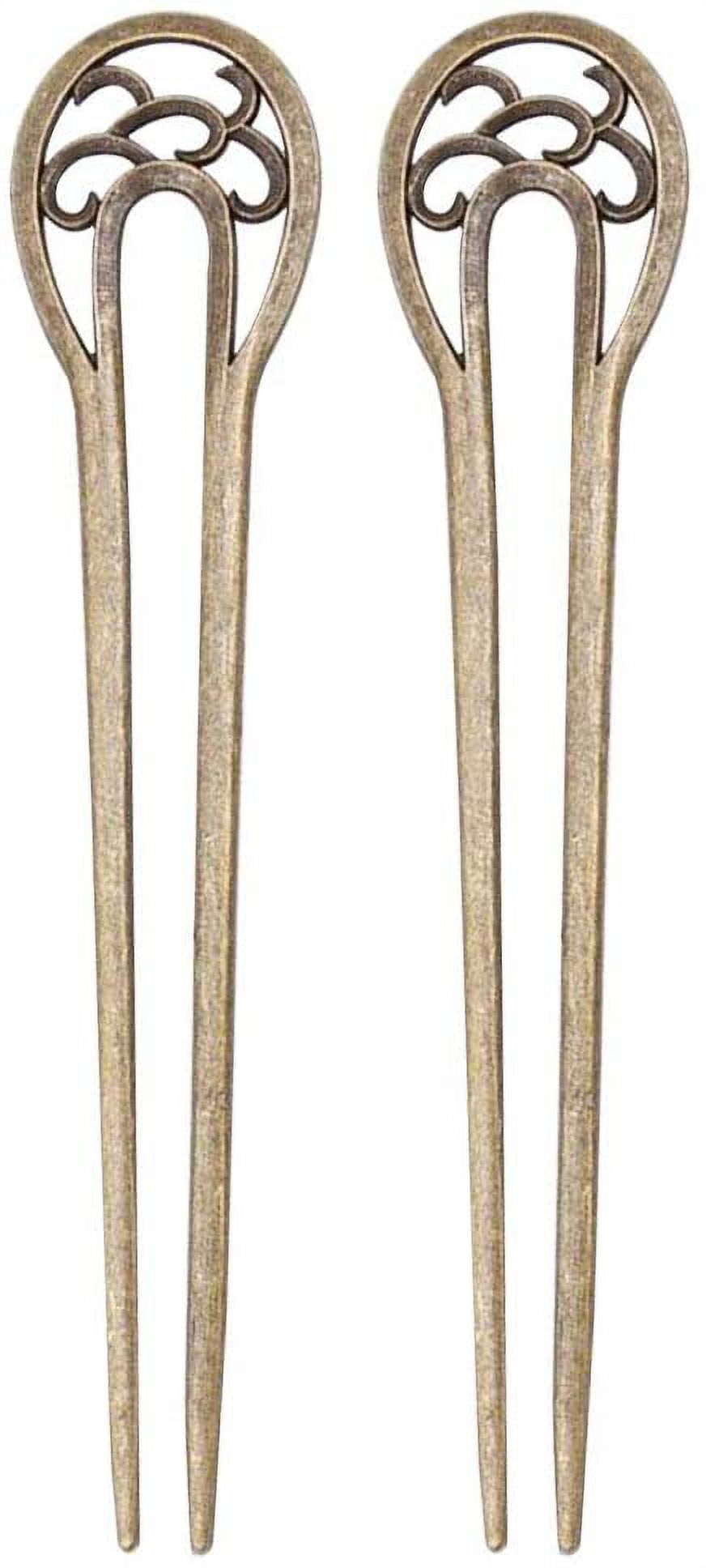 2pcs Vintage Bronze UShaped Hairpins Hair Forks Sticks for Long Hair (Bronze)
