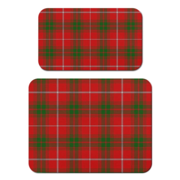 2pcs Vintage Checkered Coffee Bar Mats Reusable and Washable Absorbent Pads, Rustic Plaid Design