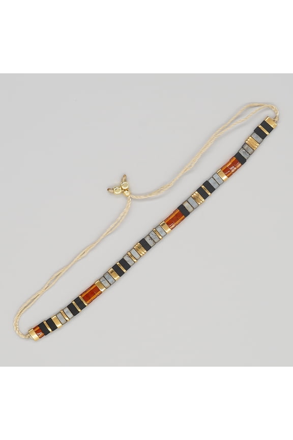 2pcs Vintage Ethnic style Adjustable Glass Beaded Handmade Slider Bracelets for Women Chocolate 11.02 inch(28cm)