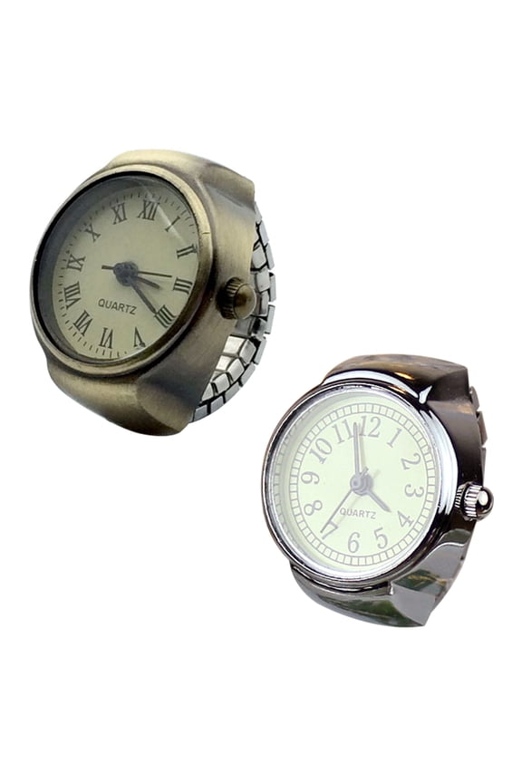 2pcs Vintage Finger Watches Creative Watches Women Men Finger Ring Watches