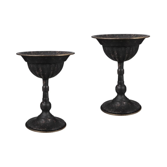 2pcs Vintage Flower Arrangement Cup Iron Trophy Flower Vase Tabletop Decoration