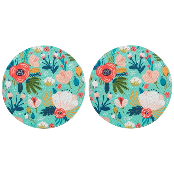 2pcs Vintage Flowers Coasters for Drinks Minimalist Style Leaves Anti Slip Round Car Cup Holder Women's Car Interior Accessories