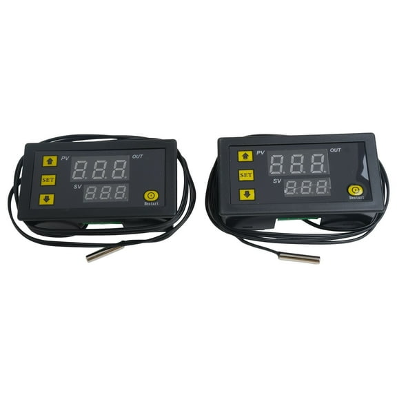 2pcs W3230 AC 5V/12V/24V Digital Temperature Controller With 10K Sensor Probe Auto Cooling Heating Thermostat Switch For HVAC