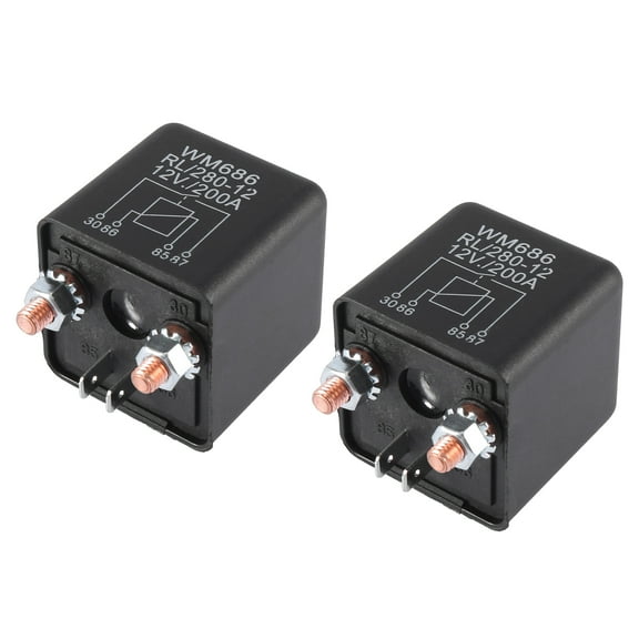 2pcs WM686 4 Terminal DC 12V 200A Car Boat Truck Universal Charge Relay Switch Power Black
