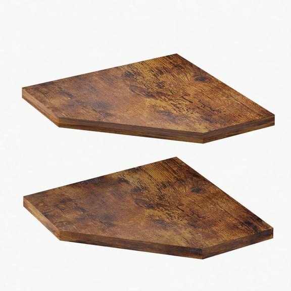 2pcs Wall Mounted Floating Corner Shelves - Rustic Wood Storage Display Shelves for Living Room, Bedroom, Bathroom & Kitchen