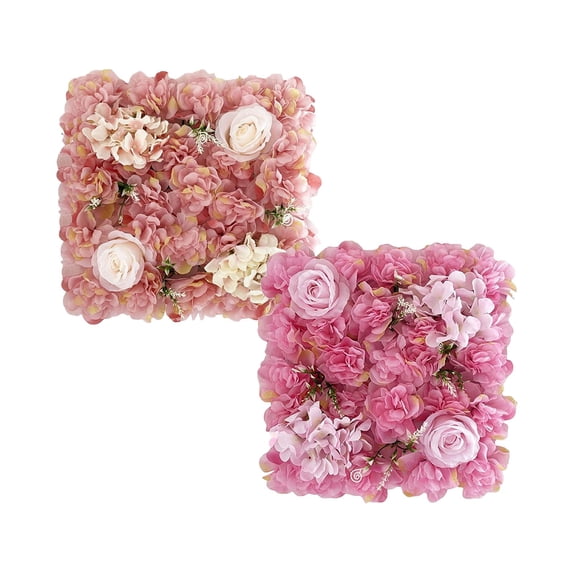 2pcs Wall Panel Artificial Flower Decorative Silk Flower Panels Backdrop Floral Panel for Wedding Party Outdoor Decoration Pink