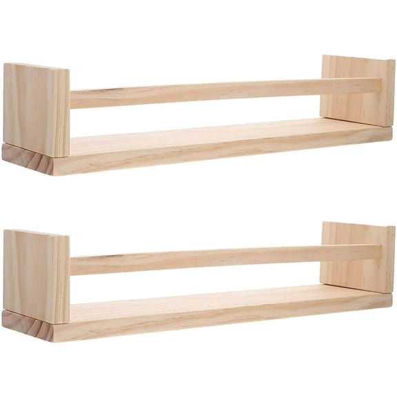 2pcs Wall-mounted Wooden Shelves Wall Storage Rack Household Wall Organizer Shelf