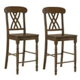 thumbnail image 1 of 2pcs Walnut Counter Height Stools With Cross Back Design - Dining Chairs Offering Comfortable Scooped Seat And Footrest (2) Style A Well-scooped For Enhanced Comfort, 1 of 6