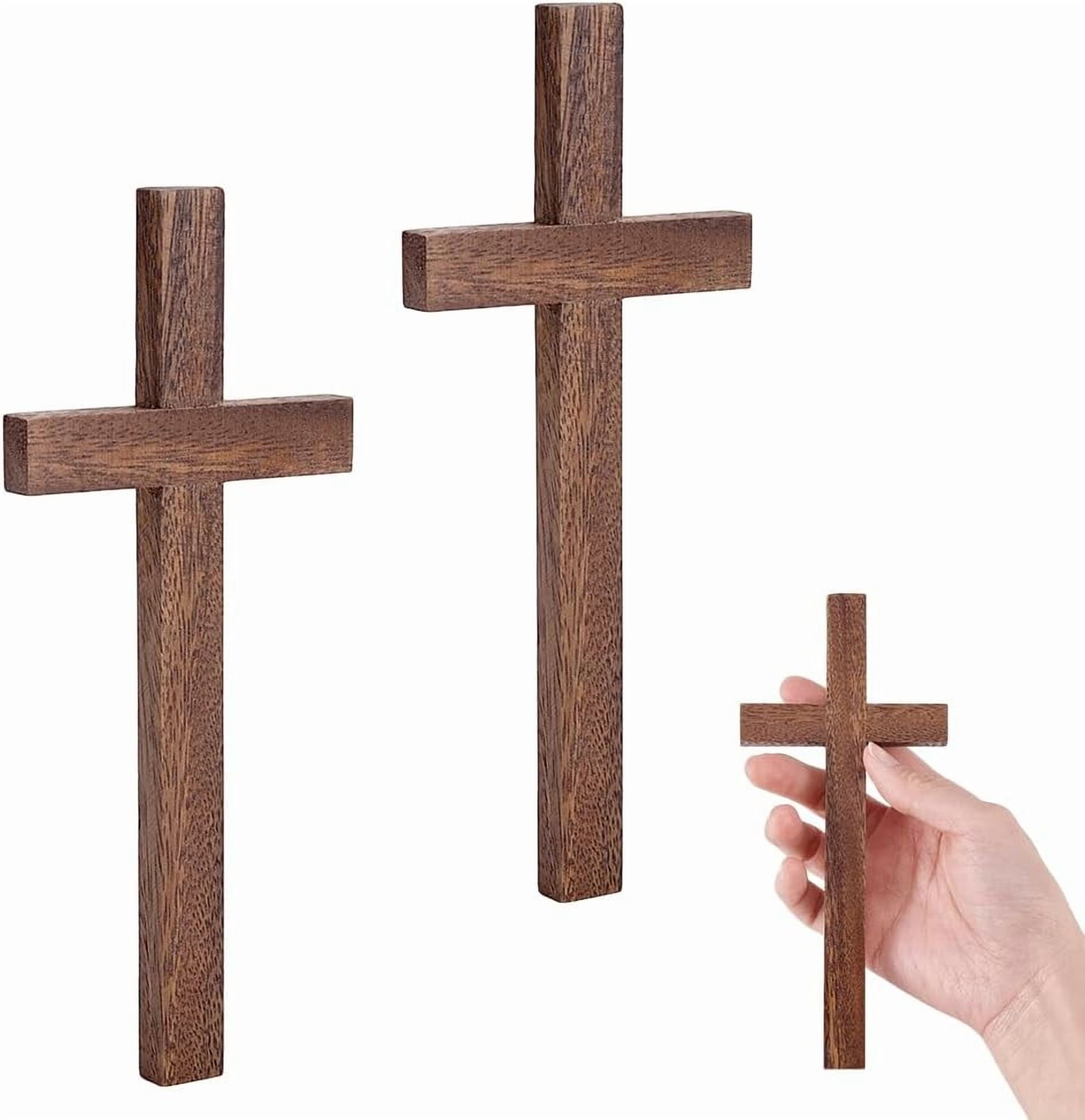 2pcs Walnut Wooden Crosses 6.8 inch Wood Cross Solid Wooden Hand Cross ...