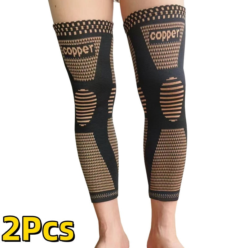 2pcs Warm Knee Compression Sleeves | Full Leg Support, Polyester, Non-Slip Silicone, Breathable, Elastic For Men And Women