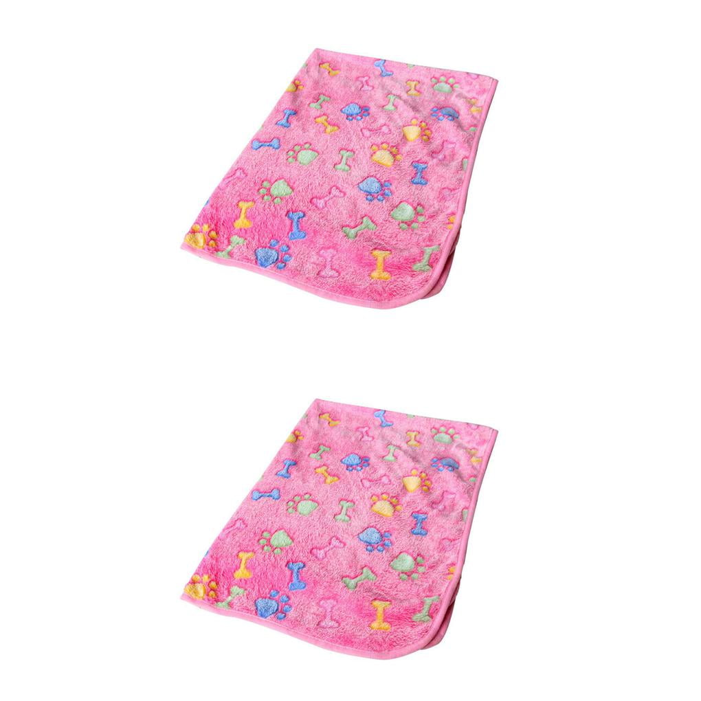 2pcs Warm Pet Mat Print Cat Dog Puppy Fleece Soft Blanket Bed Cushion
