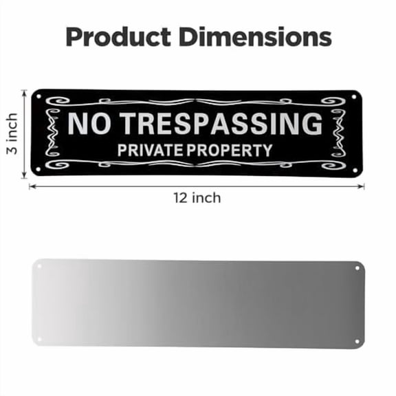 2pcs Warning Signs Beware OfNo Trespassing Private Property Uv Printing Pre-Drilling Reflective Warning Signs 12" x 3"