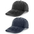 thumbnail image 1 of 2pcs Washed Cotton Twill Baseball Cap,Adjustable Sun Hat For Men Women,College Students' Fashionable Hats For Outdoor Activities,Blue And Grey, 1 of 5