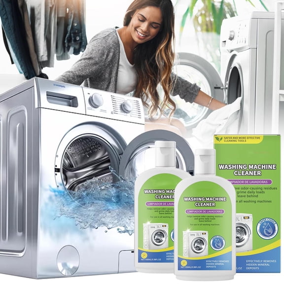 2pcs Washing Machine Tank Cleaner Active Deep Cleaning Solution Washing Cavity Descaler Odor Removal Maintenance Cleaner for Drum Interior Laundry Home Appliance Care Kit Fast Acting Formula