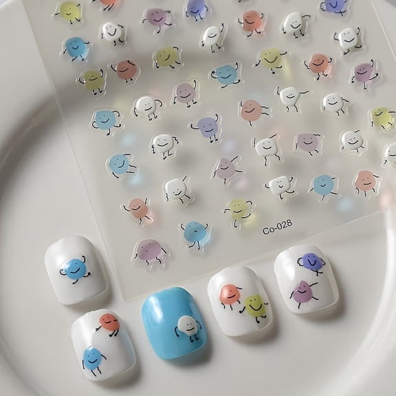 2pcs Waterproof 3D Embossed Gel Nail Art Stickers for Creative DIY Nail Design