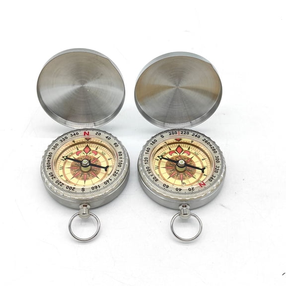2pcs Waterproof Compass for Hiking, Survival & Navigation Large Dial Pocket Compass with Keychain Loop, Ideal Metal for Kids, Scouts, Hunting & Compass Gifts for Men
