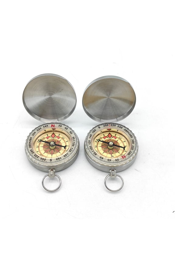 2pcs Waterproof Compass for Hiking, Survival & Navigation Large Dial Pocket Compass with Keychain Loop, Ideal Metal for Kids, Scouts, Hunting & Compass Gifts for Men
