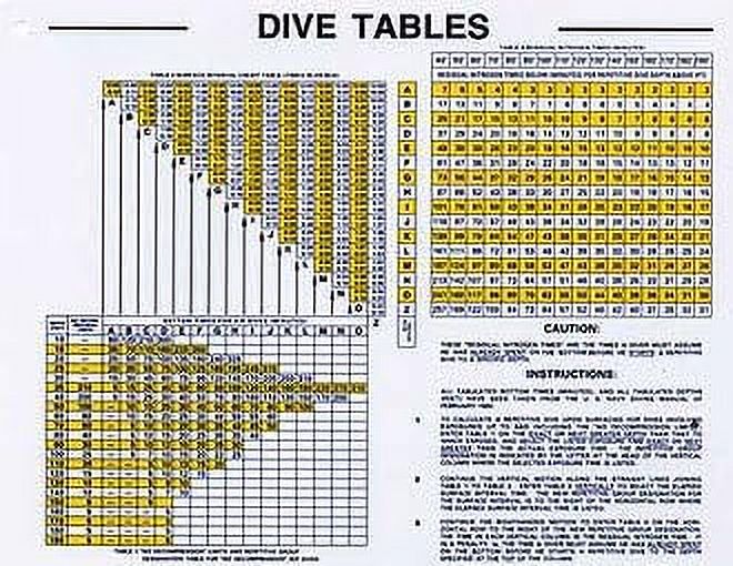 2pcs Waterproof Dive Tables for Charting Depth and Time Chart for Dive