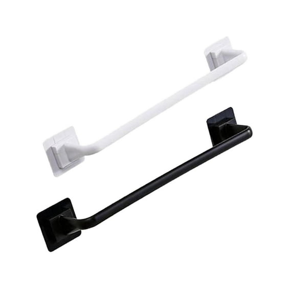2pcs Waterproof Home Kitchen Wall Over Cabinet Towel Bar Hand Towel Shelf Towel Rail Hanger Self Sticky Strong Carrying Capacity Long White Black