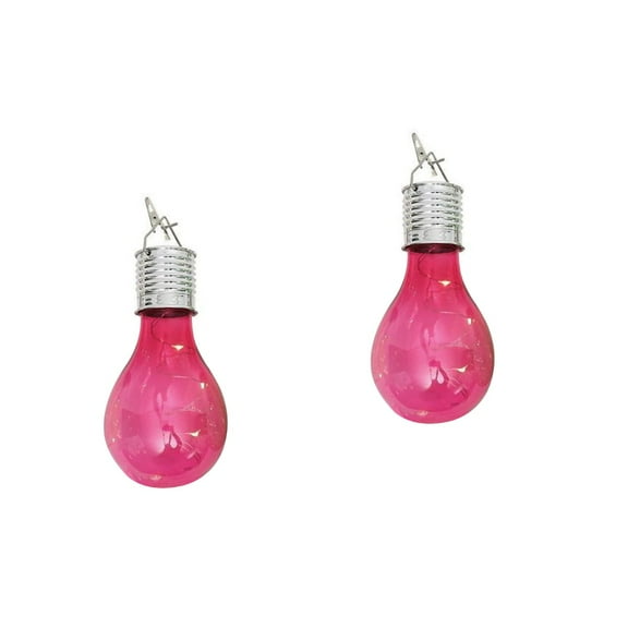 2pcs Waterproof Solar Rotatable Hanging LED Light Lamp Bulb for Outdoor Garden Camping (Pink Shell)
