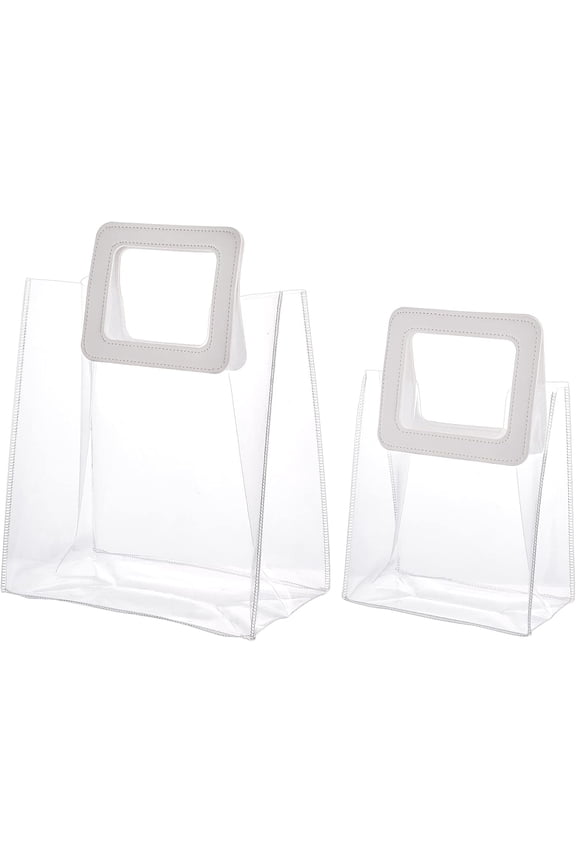 2pcs Waterproof Transparent PVC Handbag Clear Big Capacity Handbag Reusable Bags for Shopping Gym Sports Security Travel Beach Lunch Box Restaurant Takeouts for DIY
