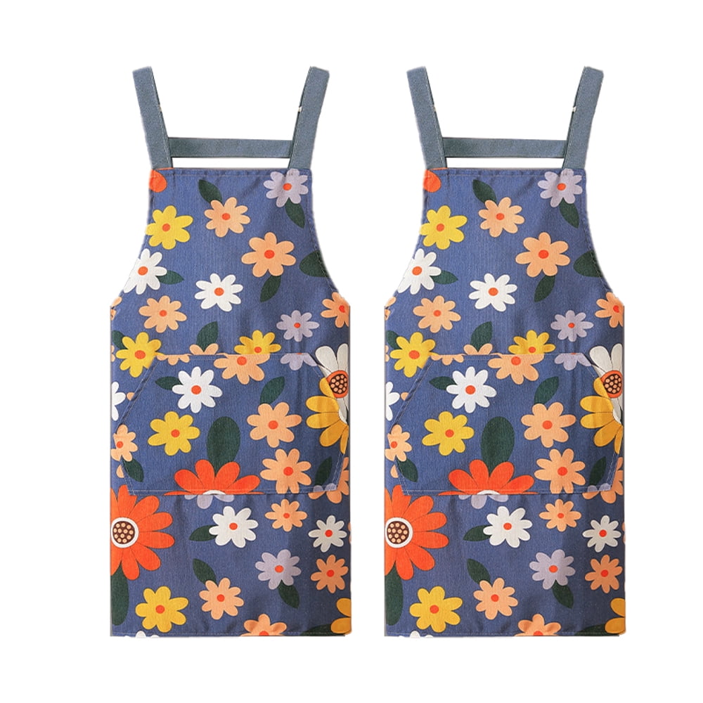 2pcs Waterproof fabric print apron Household kitchen cooking canvas