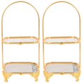 thumbnail image 1 of 2pcs Wedding Dessert Stand Party Square Cake Holder Cupcake Offering Shelf (Golden), 1 of 6