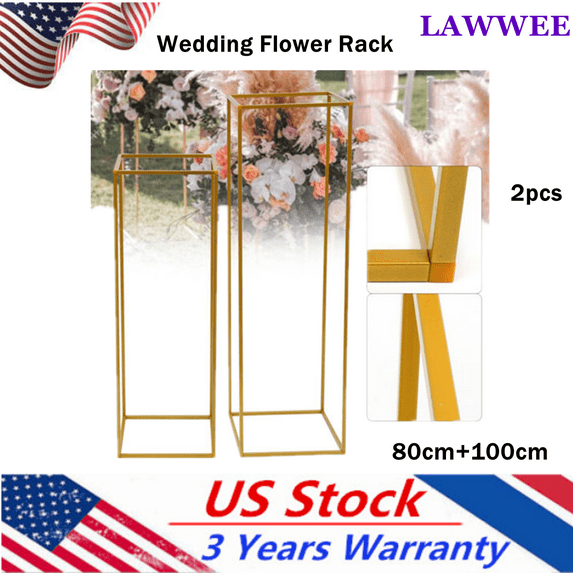 2pcs Wedding Flower Rack Metal Geometric Column Flower Stand Party Art Decor