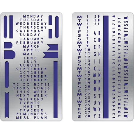 2pcs Week Month Time Planning Form Metal Stencils Templates 4x7 Inch Metal Journal Templates Ruler