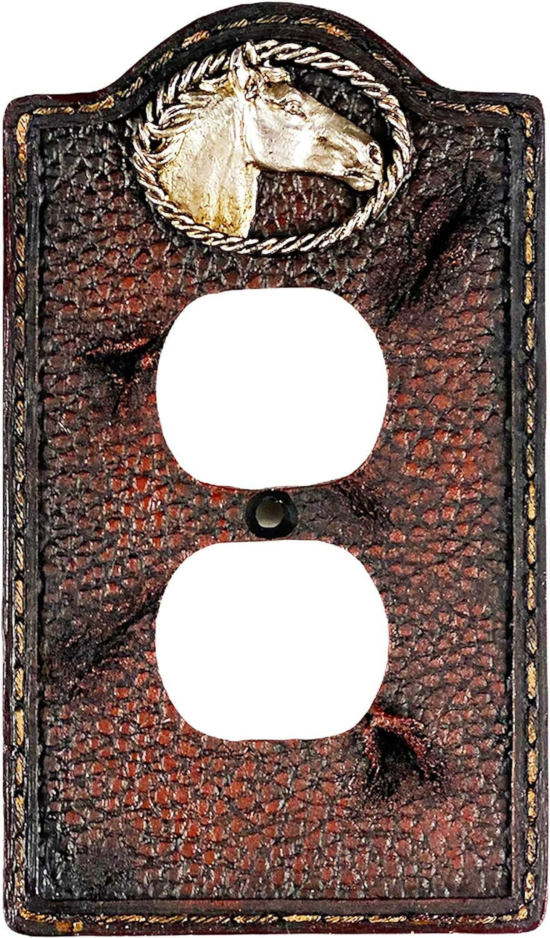 2pcs Western Horse Worn Leather Design Decorative Light Switch Outlet