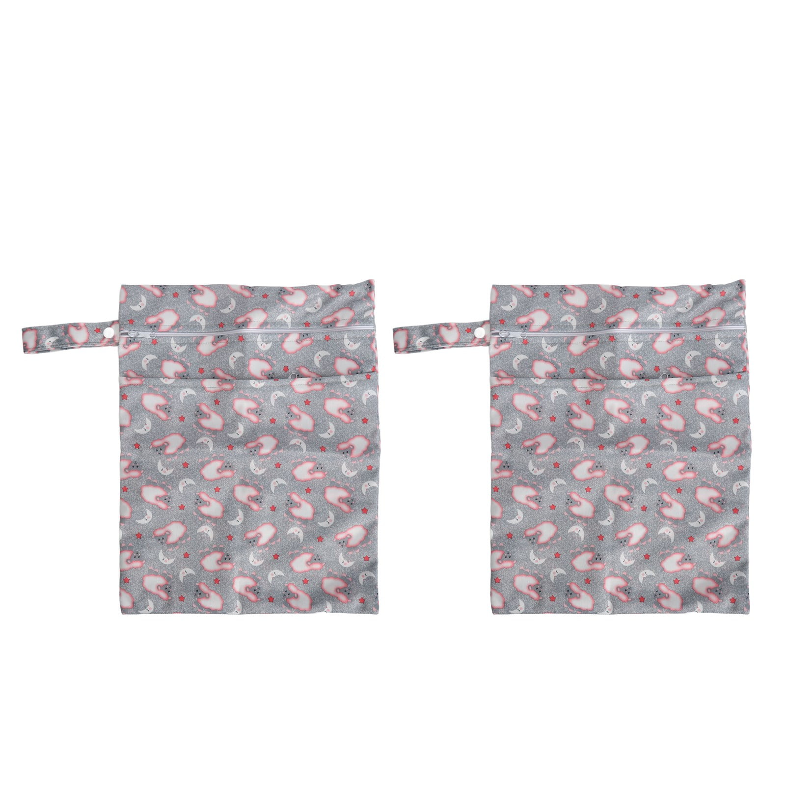 2pcs Wet Dry Diapers Bags with Handle Reusable Zippered Pockets