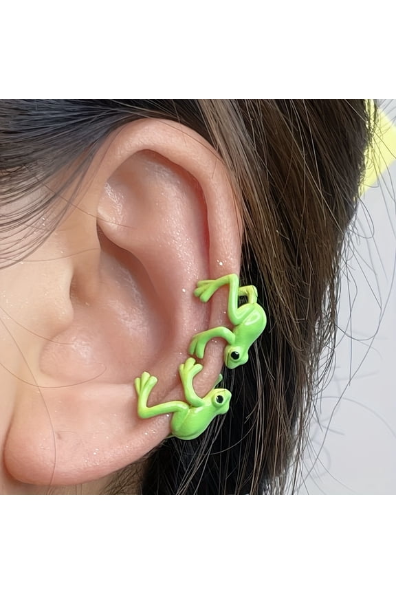 2pcs Whimsical Frog Ear Clips Adorable Design Comfort Fit Cute Fashion Accessory Gift