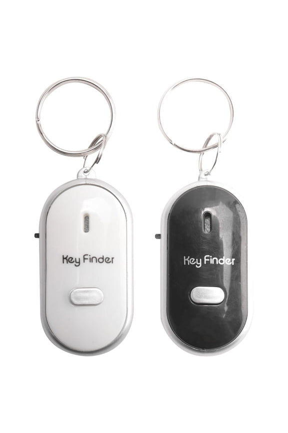 2pcs Whistle Lost Key Finder Flashing Beeping Locator Remote Keychain LED Ring