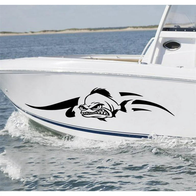 2pcs White Fish Boat Yacht Stickers Art Pattern Vinyl Graphics Decals  Waterproof 