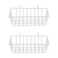 thumbnail image 1 of 2pcs White Grid Basket Basket with Hanging Hook, Wall-mounted Organizer for , Wire Storage Shelf Rack, 1 of 9