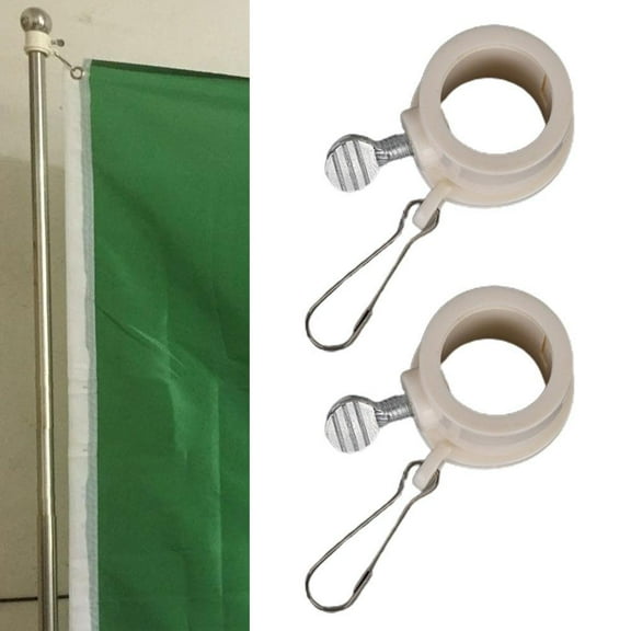 2pcs White Plastic Flag Pole Rings, 360 Degree Rotating Anti-winding Flag Mounting Hardware