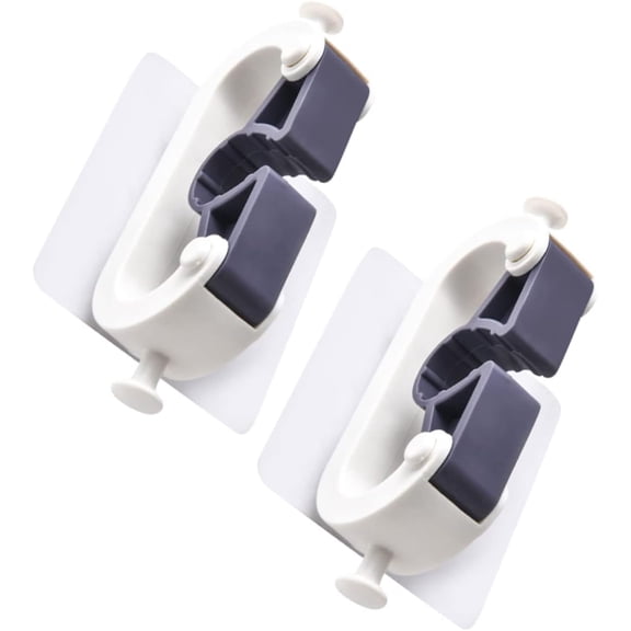 2pcs White Stand Broom Holders Mop Holder Bathroom Broom Rack Heavy Duty Broom Racks Broom Grip Clip Mop Hanger Broom Organizer Broomstick Mop Clip Bracket Earth Tones White Makeup