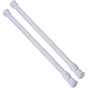 2pcs White Tension Rods 15.7 to 28 Inch, No Slip Tension Curtain Rod Adjustable Small Curtain Rod, Spring Kitchen Curtain Rods, Expandable No Drilling